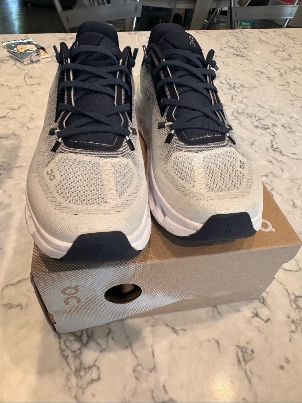 On Cloudswift Women's Athletic Shoes - White gray and Navy - Picture 8 of 10